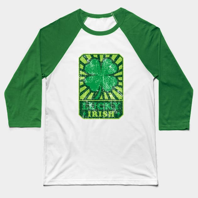 Lucky Irish Eire Vintage Clover Baseball T-Shirt by Rayrock76